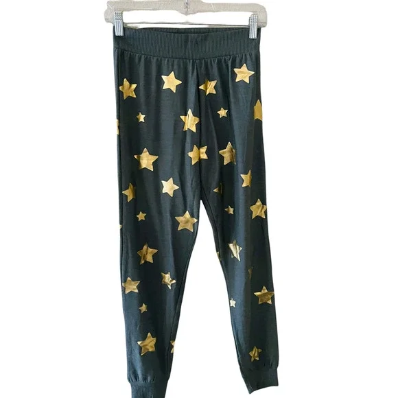 Chaser Green Gold Star Print Pull On Jogger Size XS - Picture 2 of 9